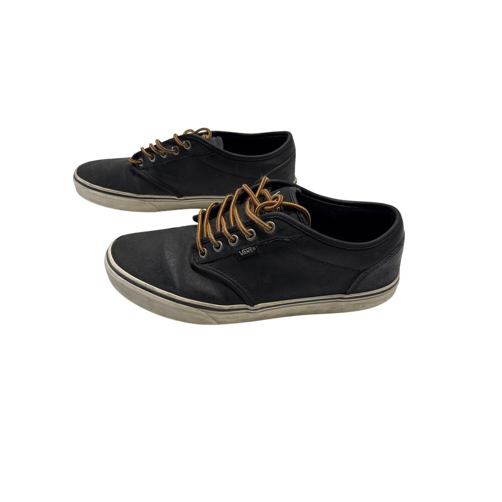 Vans Men’s Size 10 Black Low Top Lace Up Casual Skate Sneakers Brown Laces